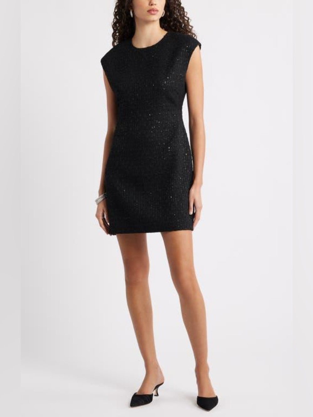 Nordstrom Women's Black Bouclé Minidress Size Medium‎ Black